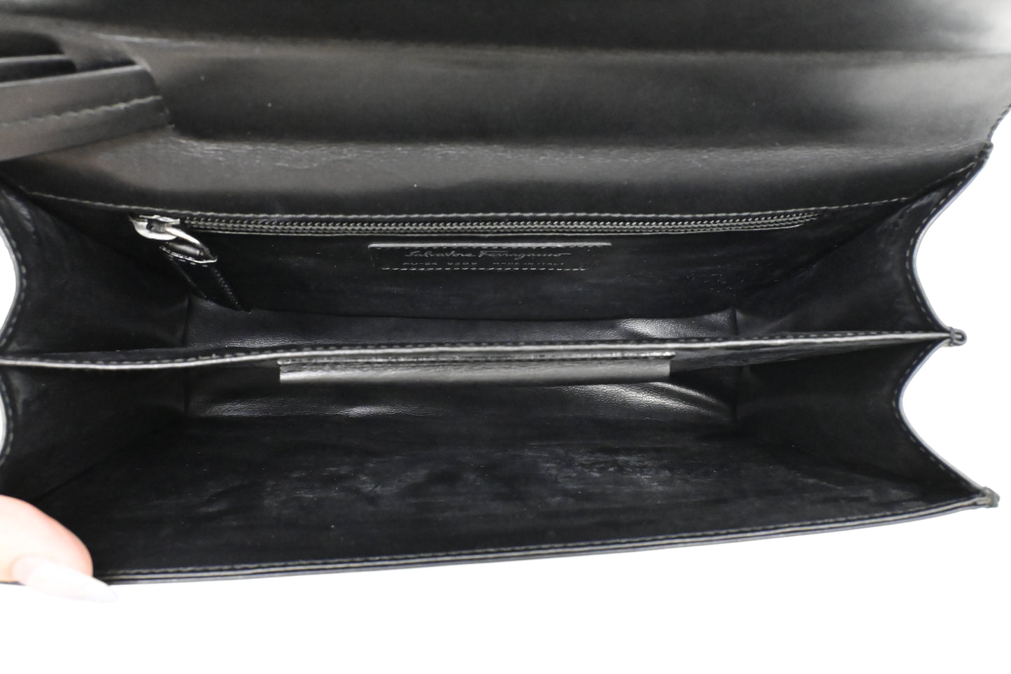 Ferragamo Wristlet in Black Leather