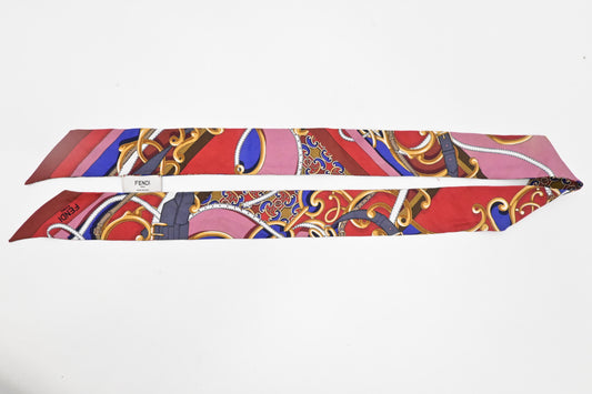 Fendi Wrappy Bandeau in Red Multicolor Silk