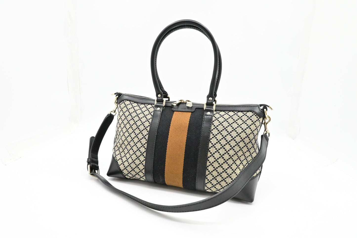 Gucci Boston Bag in Black Diamante Canvas