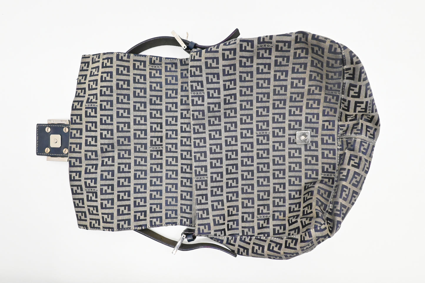 Fendi Mama Baguette in Navy Zucca Canvas