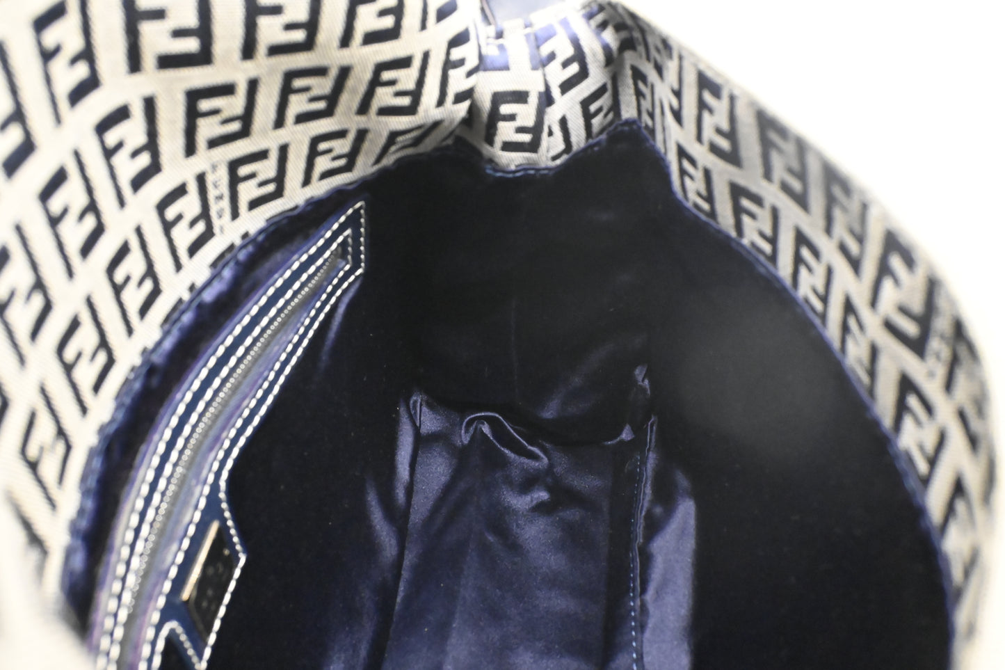 Fendi Mama Baguette in Navy Zucca Canvas