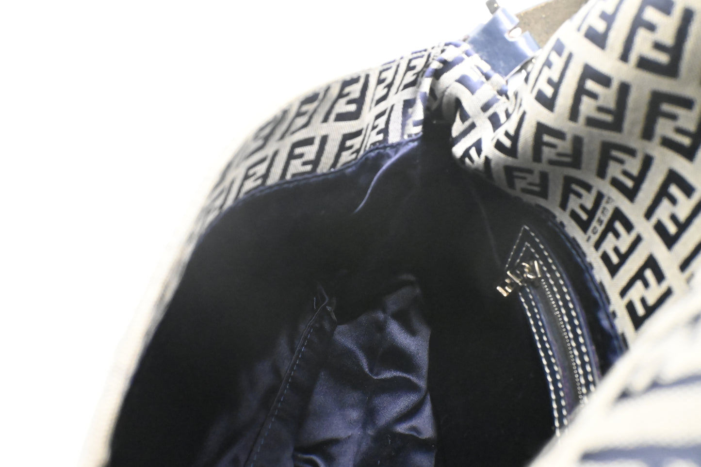 Fendi Mama Baguette in Navy Zucca Canvas