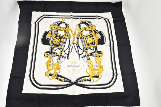 Hermes "Brides de Gala" Carre 90 in Black Silk