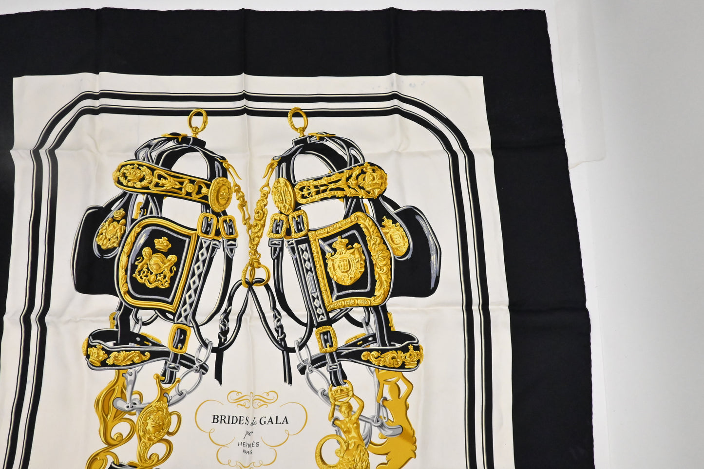 Hermes "Brides de Gala" Carre 90 in Black Silk