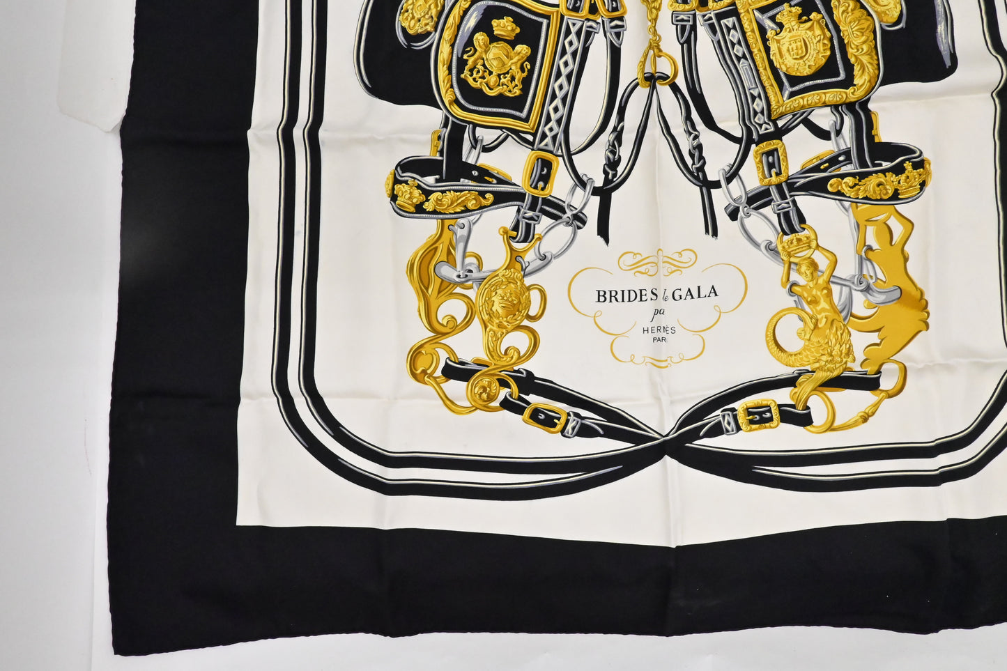 Hermes "Brides de Gala" Carre 90 in Black Silk