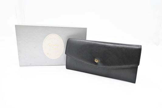 Dior Long Wallet in Black Leather