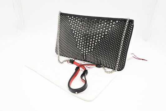 Louboutin Loubiposh Clutch in Black Spiked Leather