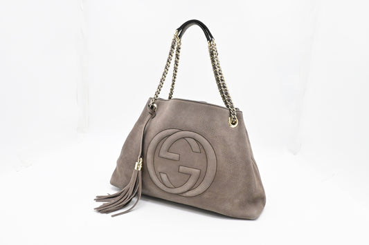 Gucci Soho Chain Shoulder Bag in Gray Leather