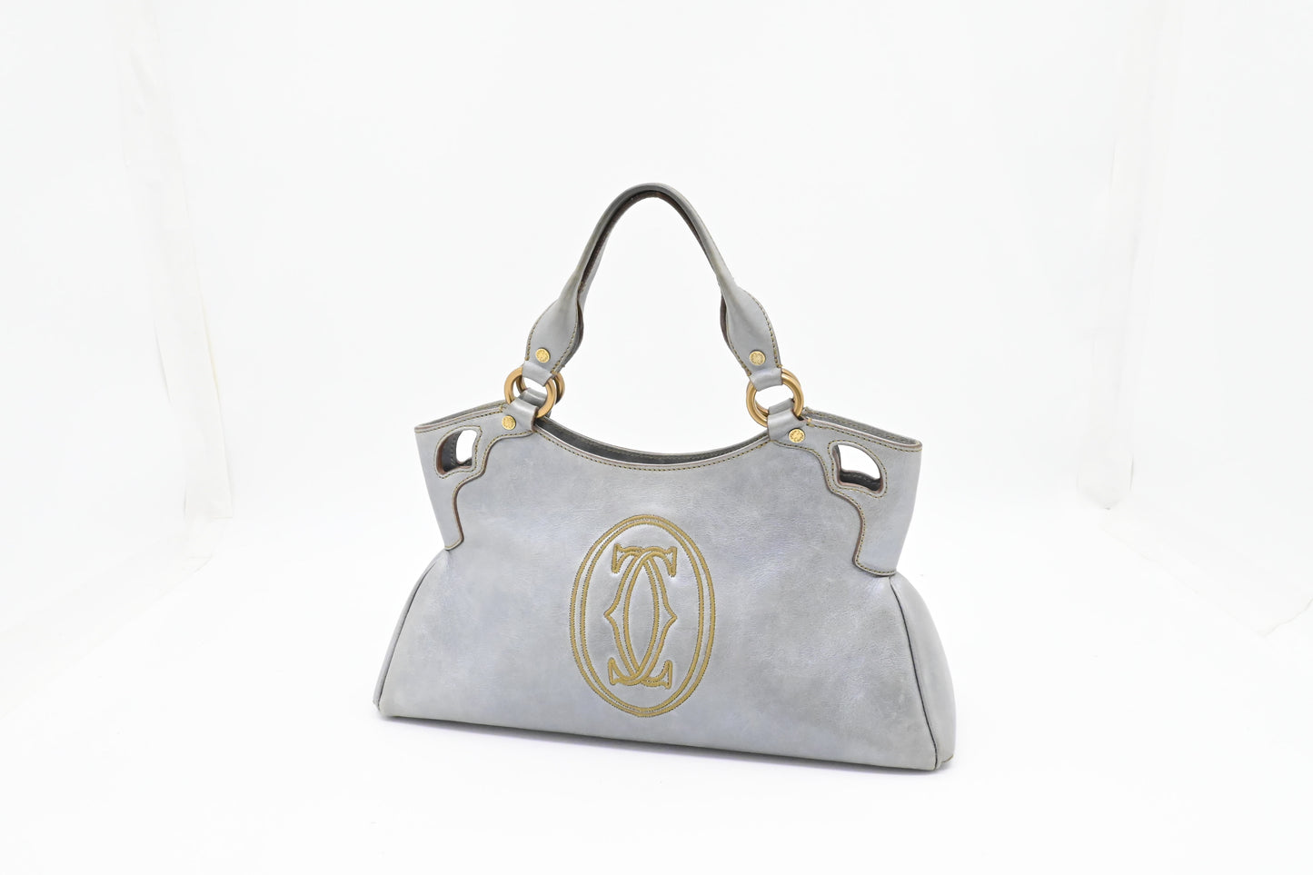 Cartier Marcello Handbag in Blue Gray Metallic Leather