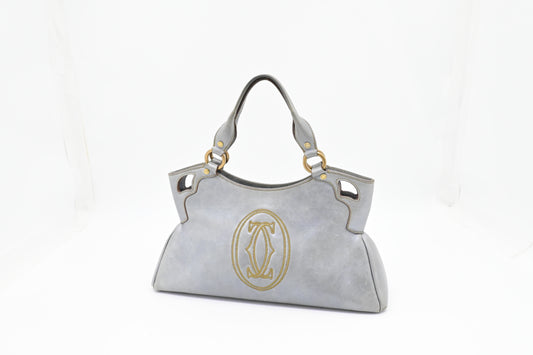 Cartier Marcello Handbag in Blue Gray Metallic Leather