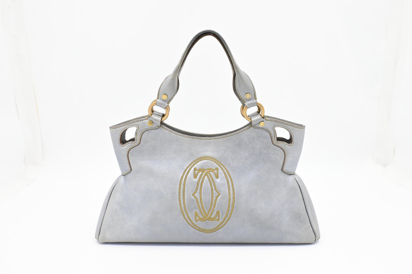 Cartier Marcello Handbag in Blue Gray Metallic Leather