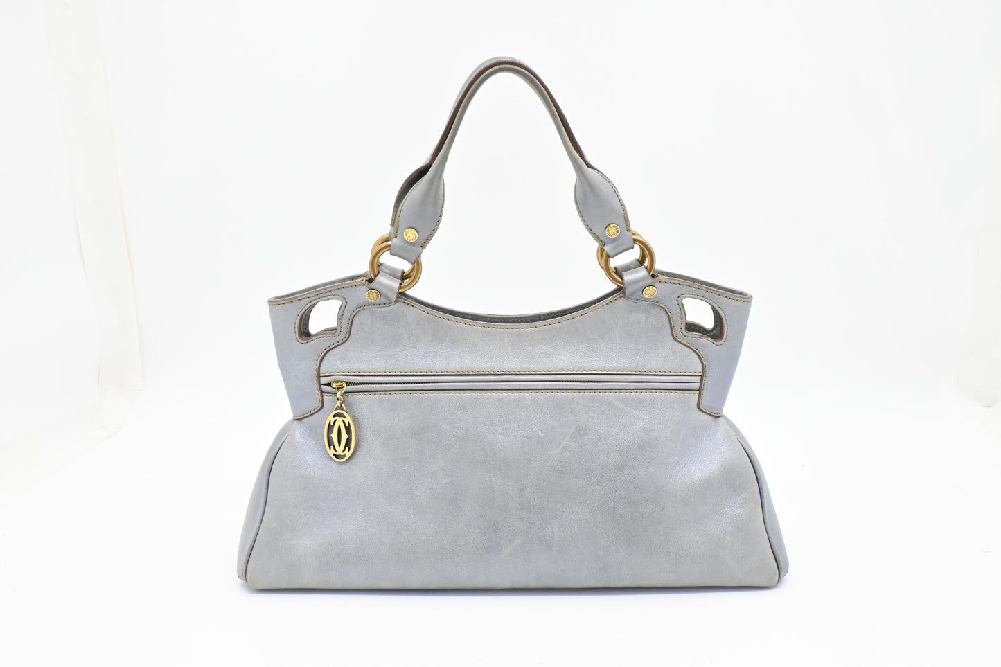 Cartier Marcello Handbag in Blue Gray Metallic Leather