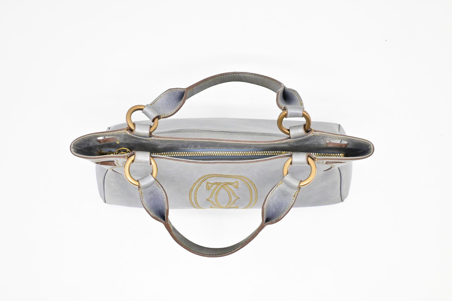 Cartier Marcello Handbag in Blue Gray Metallic Leather