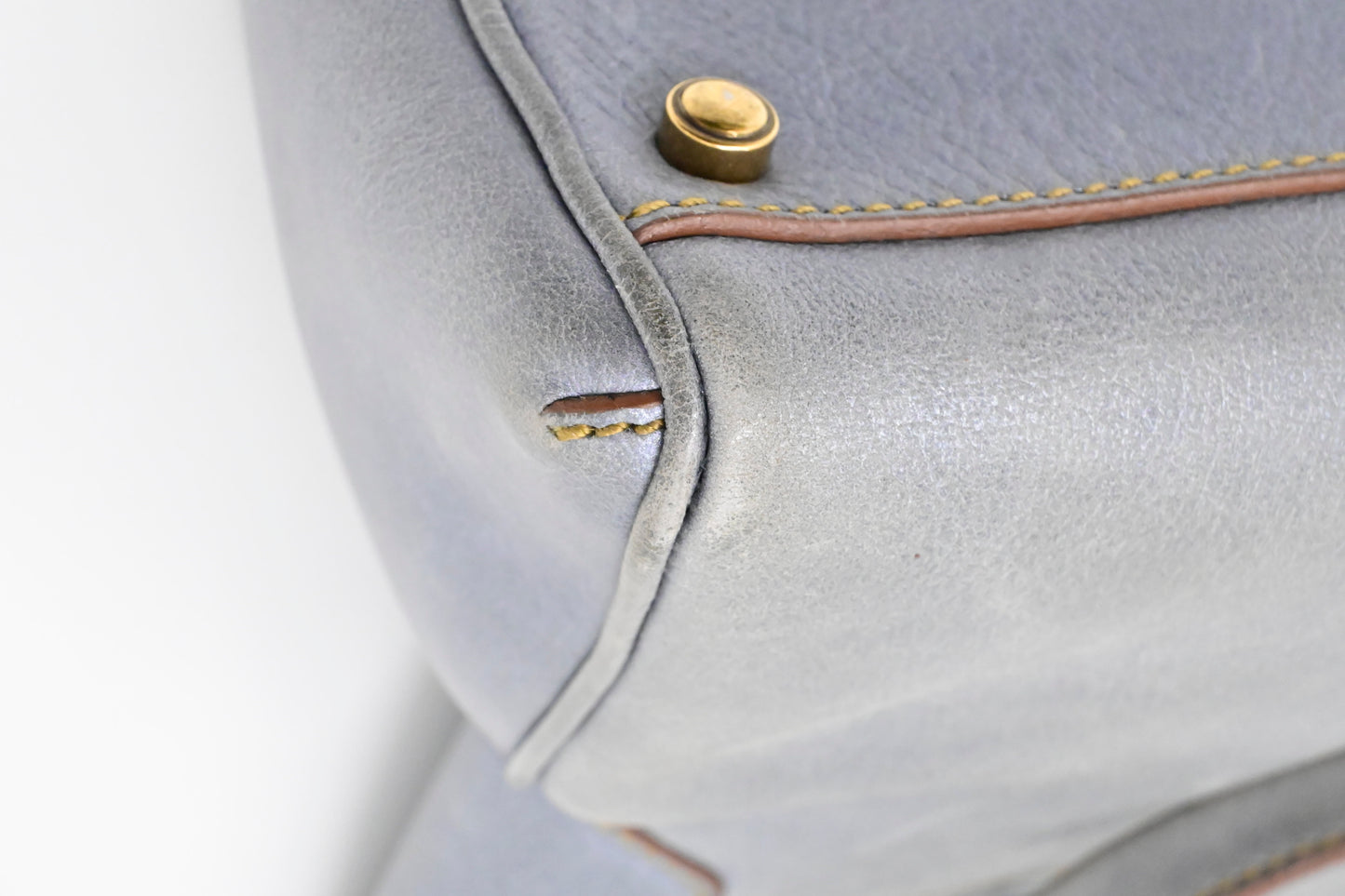 Cartier Marcello Handbag in Blue Gray Metallic Leather