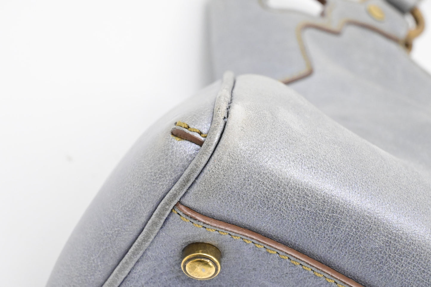 Cartier Marcello Handbag in Blue Gray Metallic Leather