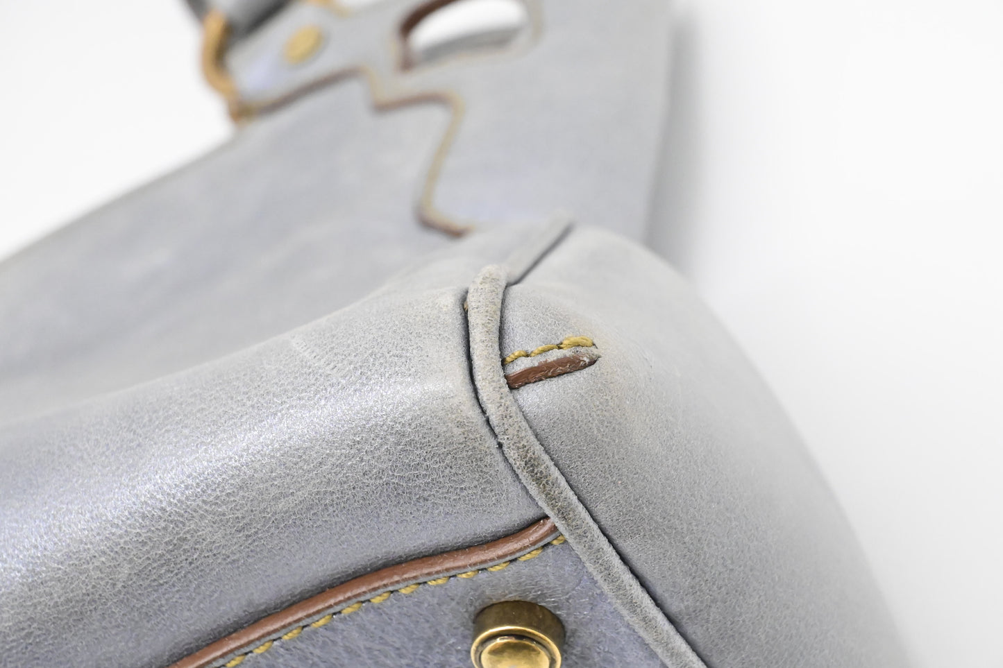 Cartier Marcello Handbag in Blue Gray Metallic Leather