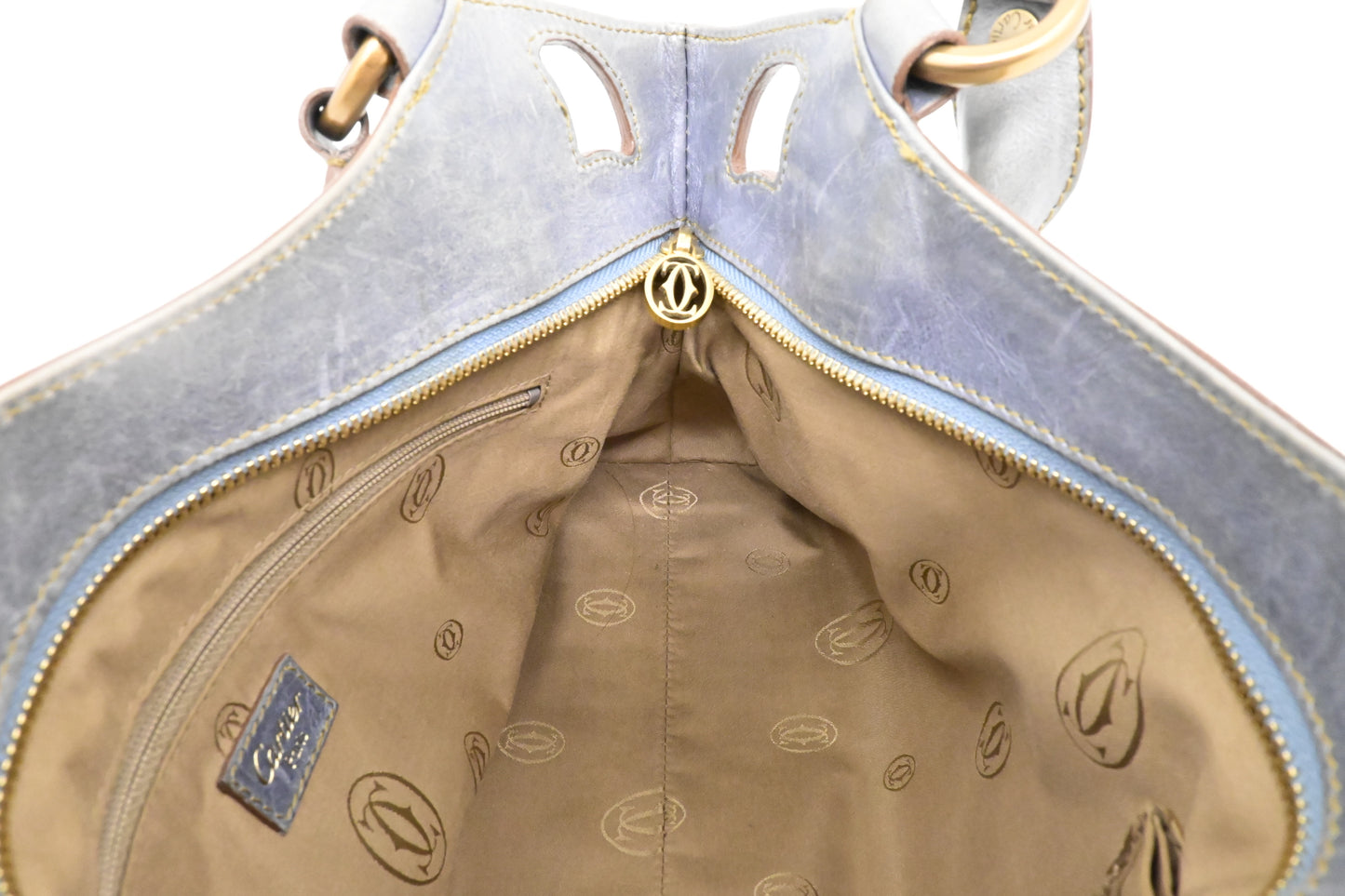 Cartier Marcello Handbag in Blue Gray Metallic Leather