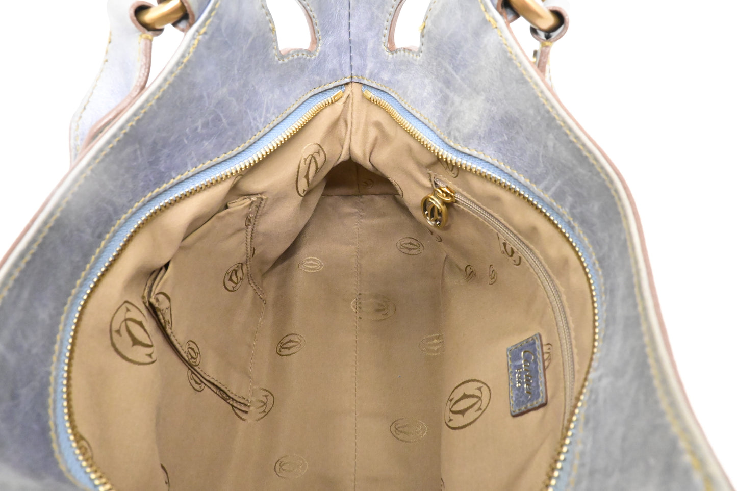 Cartier Marcello Handbag in Blue Gray Metallic Leather