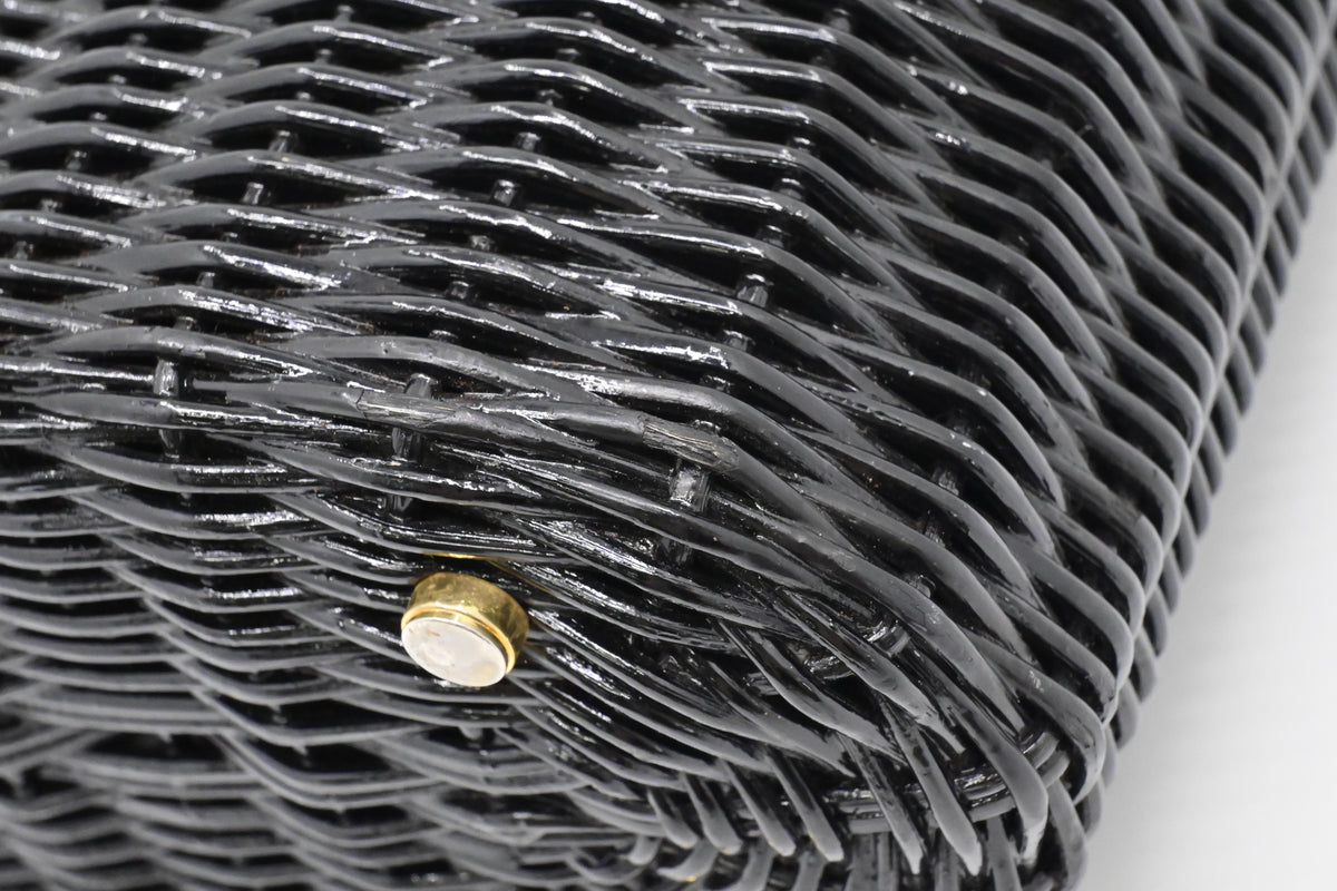 Ferragamo Ratan Gancino Black Wicker Basket Bag