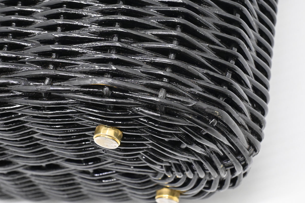 Ferragamo Ratan Gancino Black Wicker Basket Bag