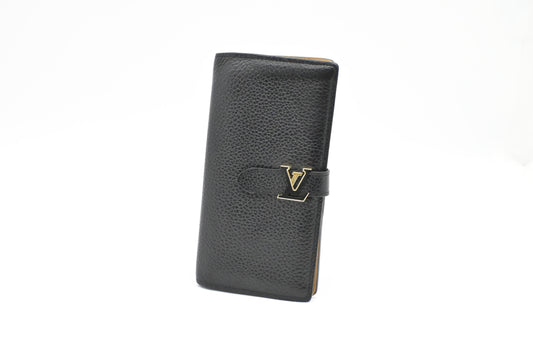 Louis Vuitton Vertical Wallet in Black Tarillon Leather