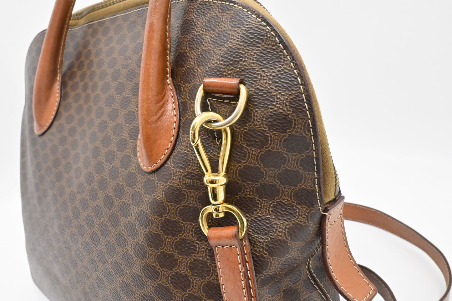 Celine 2-Way Handbag in Brown Macadam Canvas