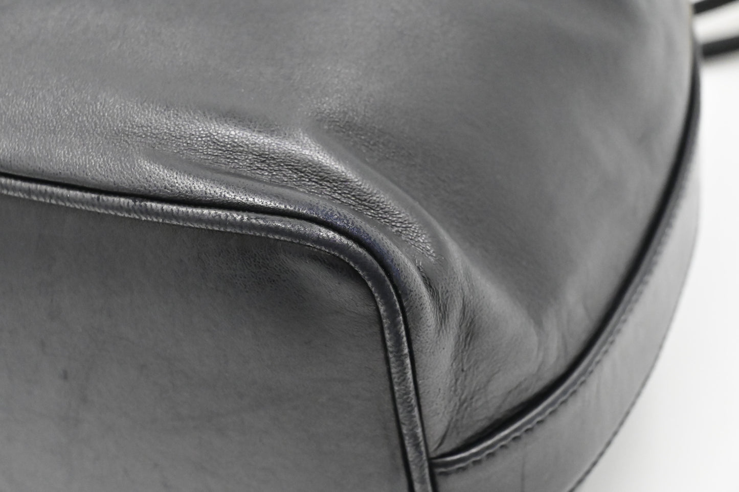 Chanel Drawstring Bucket Bag in Black Leather