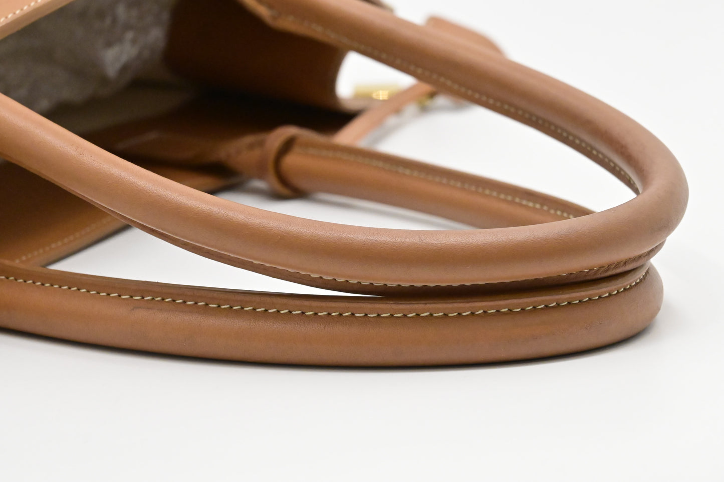 Celine Tote Bag in White Canvas and Brown Leather