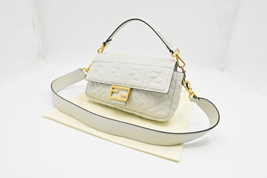 Fendi Baguette in White Nappa Leather