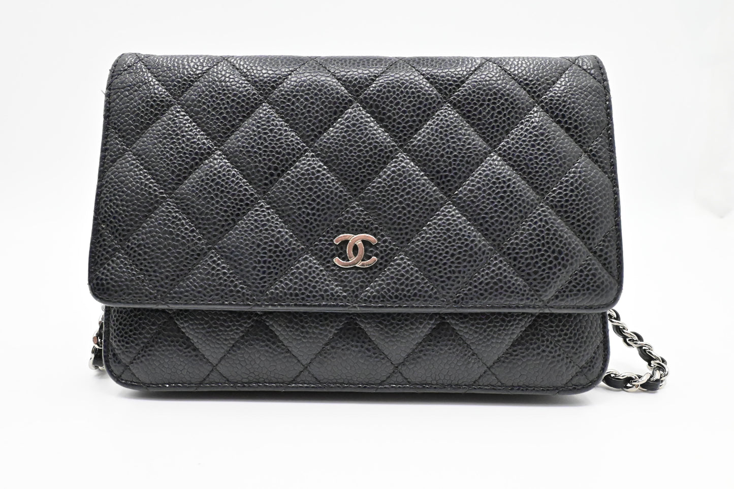 Chanel Wallet on Chain in Black Mattelassé Caviar Leather