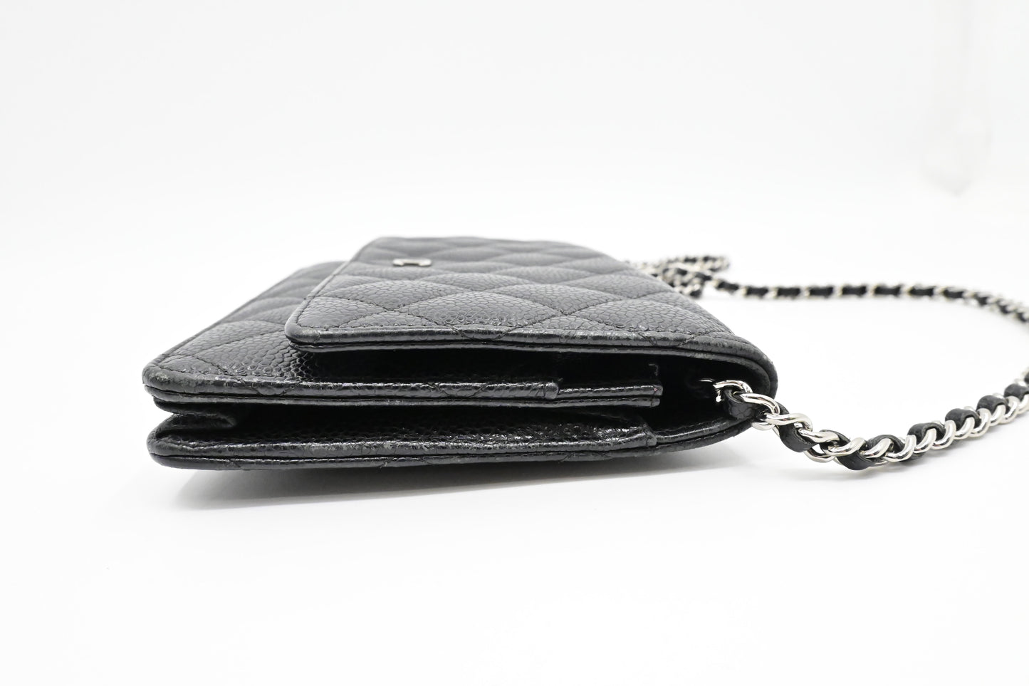 Chanel Wallet on Chain in Black Mattelassé Caviar Leather