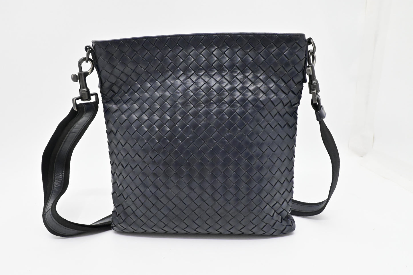 Bottega Veneta Small Crossbody in Dark Blue Intrecciato Leather