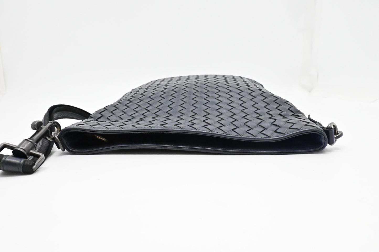 Bottega Veneta Small Crossbody in Dark Blue Intrecciato Leather