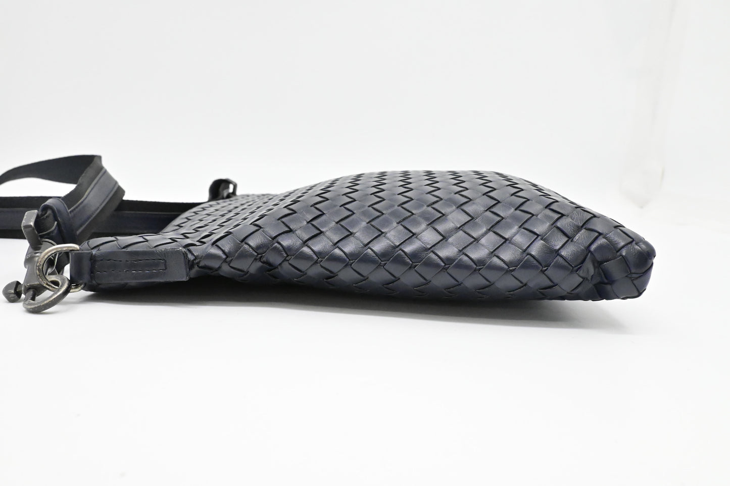Bottega Veneta Small Crossbody in Dark Blue Intrecciato Leather