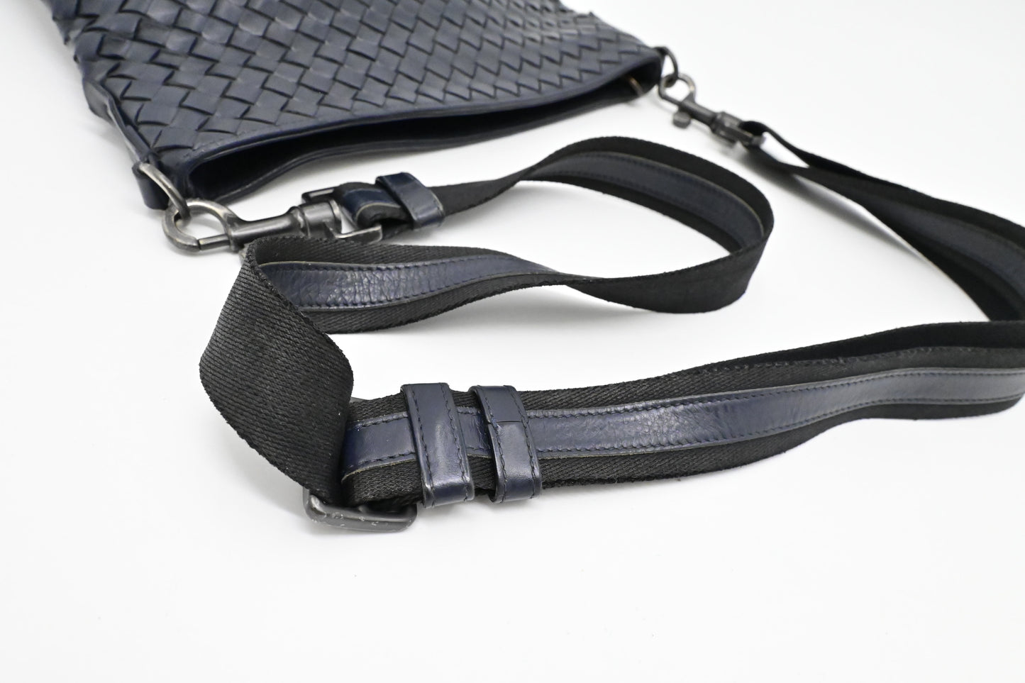 Bottega Veneta Small Crossbody in Dark Blue Intrecciato Leather