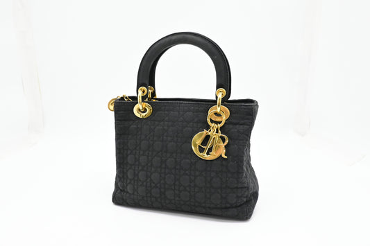 Dior Small Lady Dior in Black Nylon Canvas
