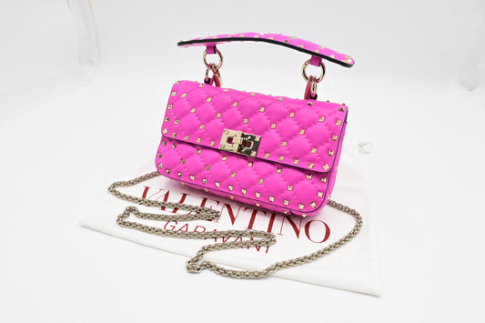 Valentino Small Rockstud Handbag in Pink Leather