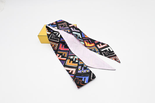 Fendi Fun Fair Wrappy Bandeau in Black and Multicolor Silk