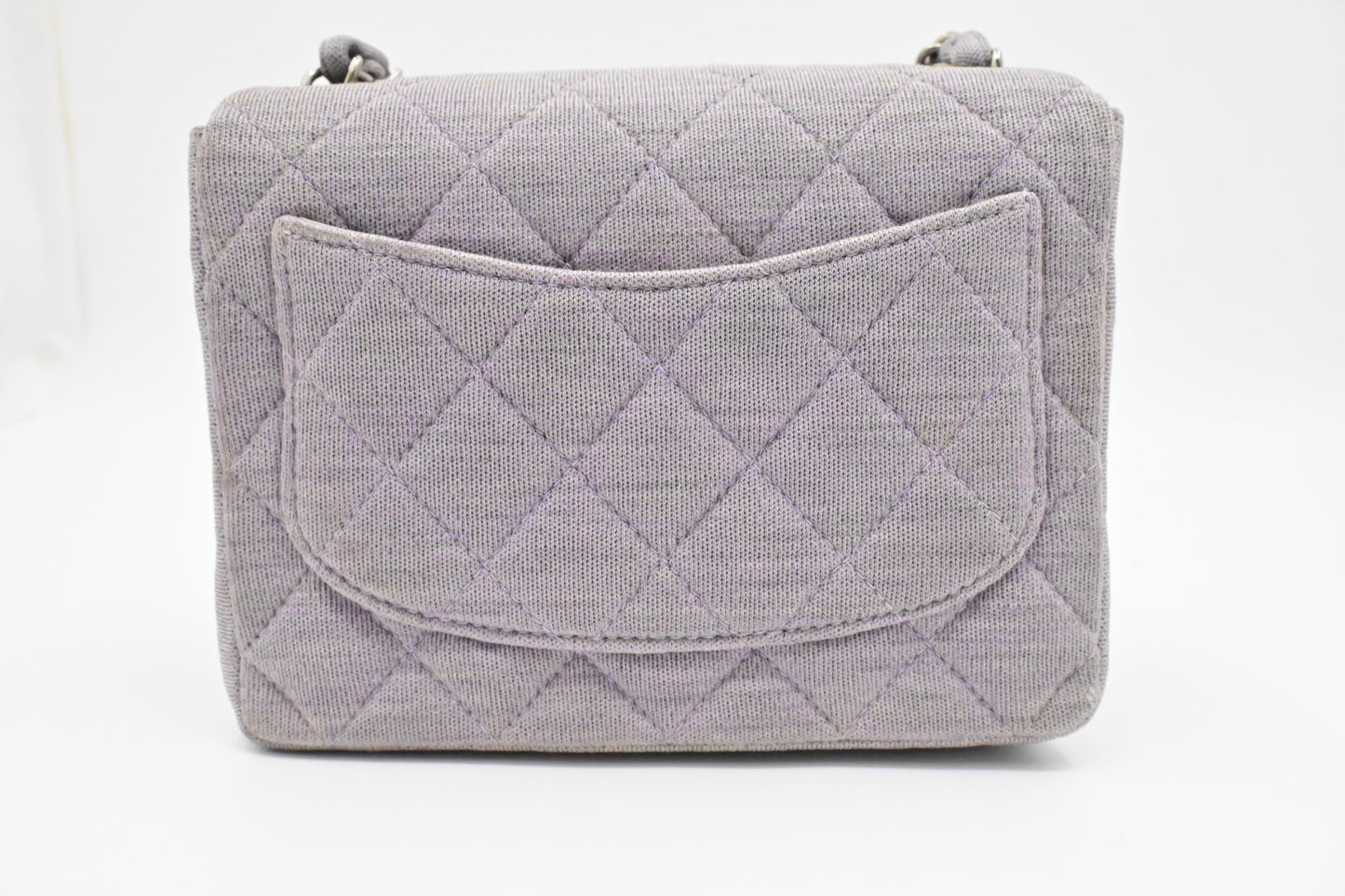 Chanel Mini Square in Lavender Gray Cotton Canvas