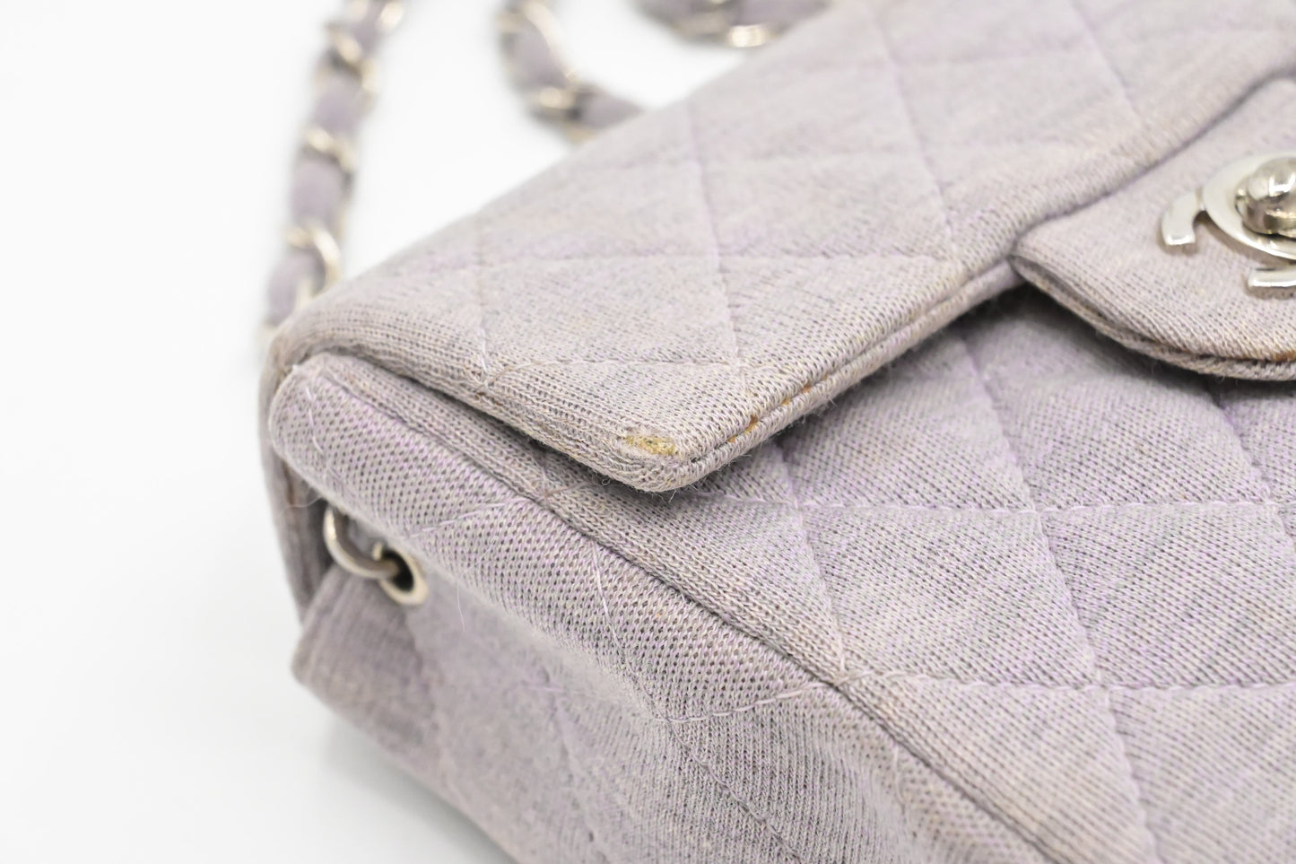 Chanel Mini Square in Lavender Gray Cotton Canvas