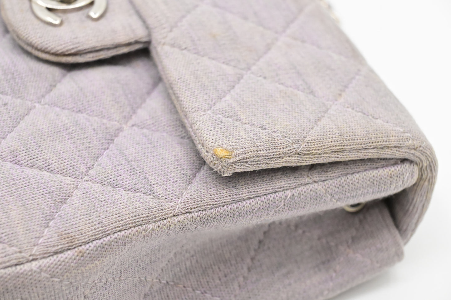 Chanel Mini Square in Lavender Gray Cotton Canvas