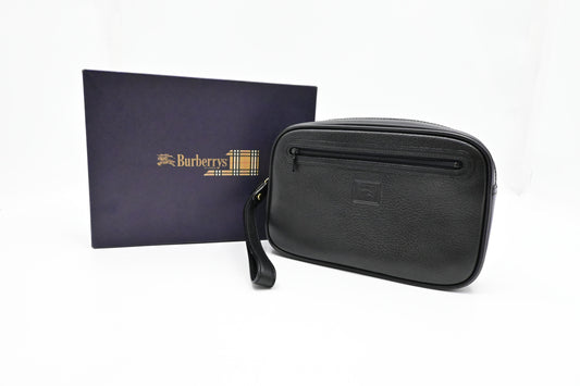 Burberry Wrist Pouch in Black Leather