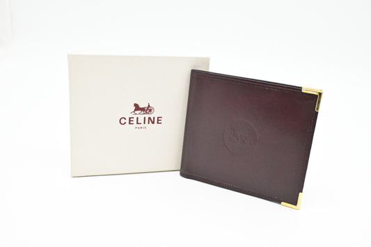 Celine Bifold Wallet in Maroon Leather