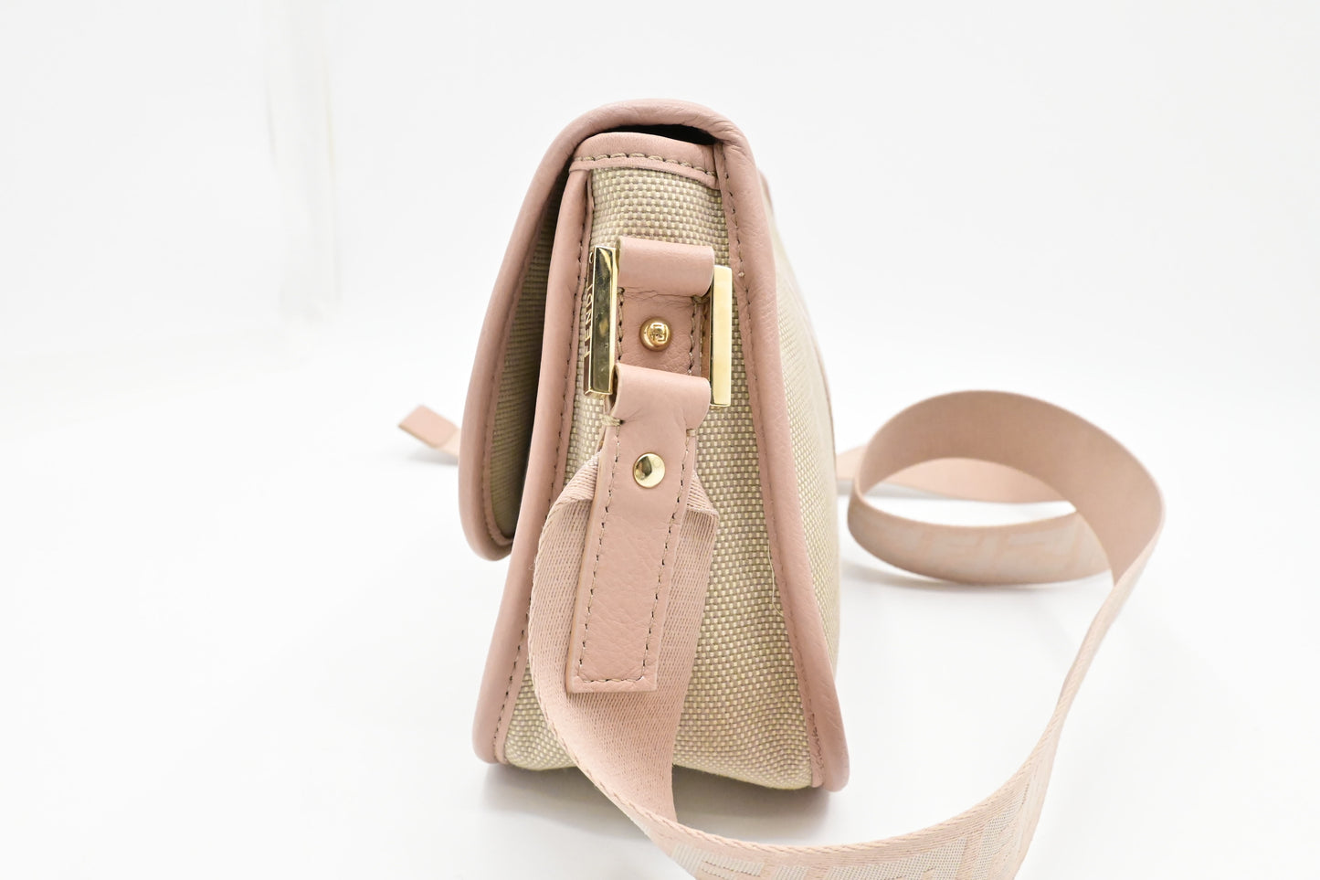 Fendi Crossbody in Pink Leather and Beige Canvas