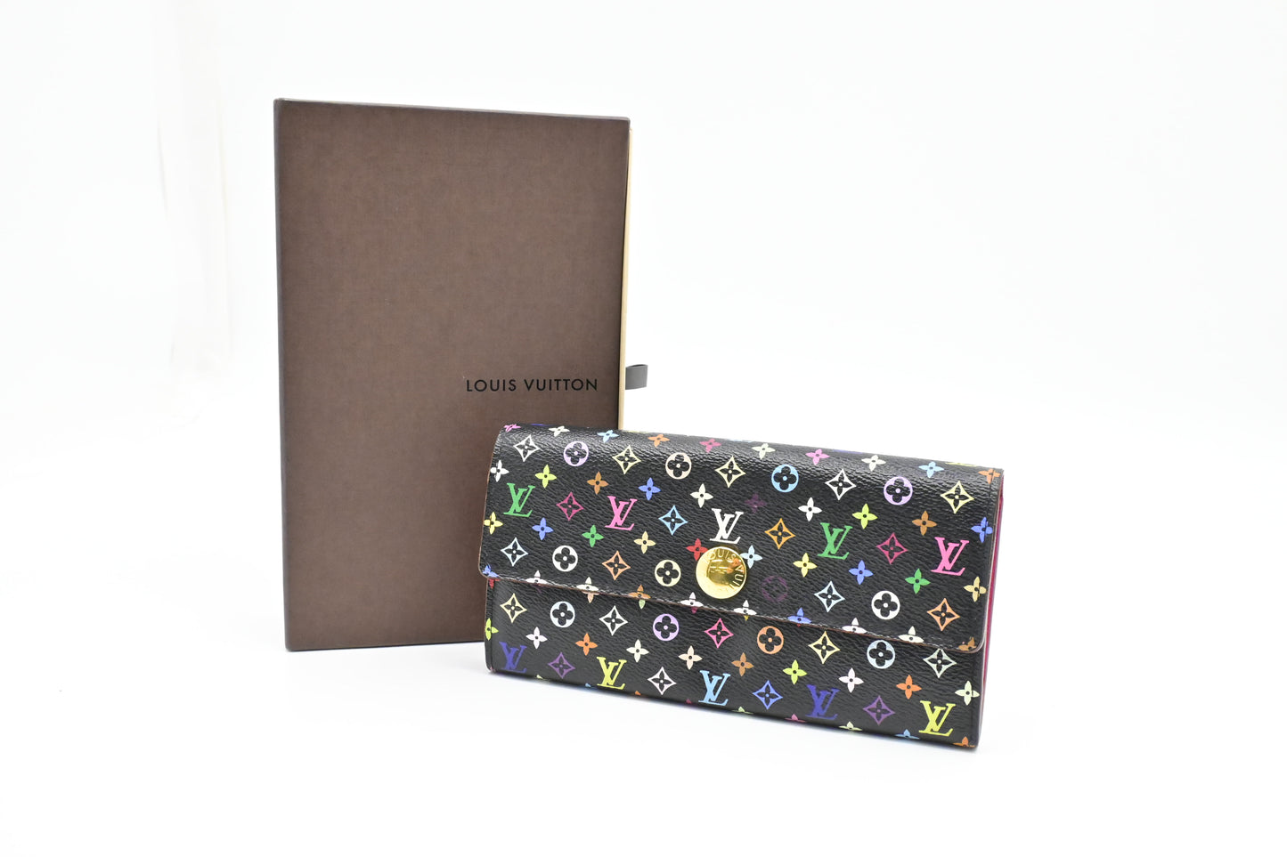 Louis Vuitton Sarah Wallet in Black Multicolor Monogram Canvas