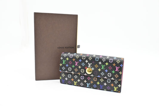 Louis Vuitton Sarah Wallet in Black Multicolor Monogram Canvas