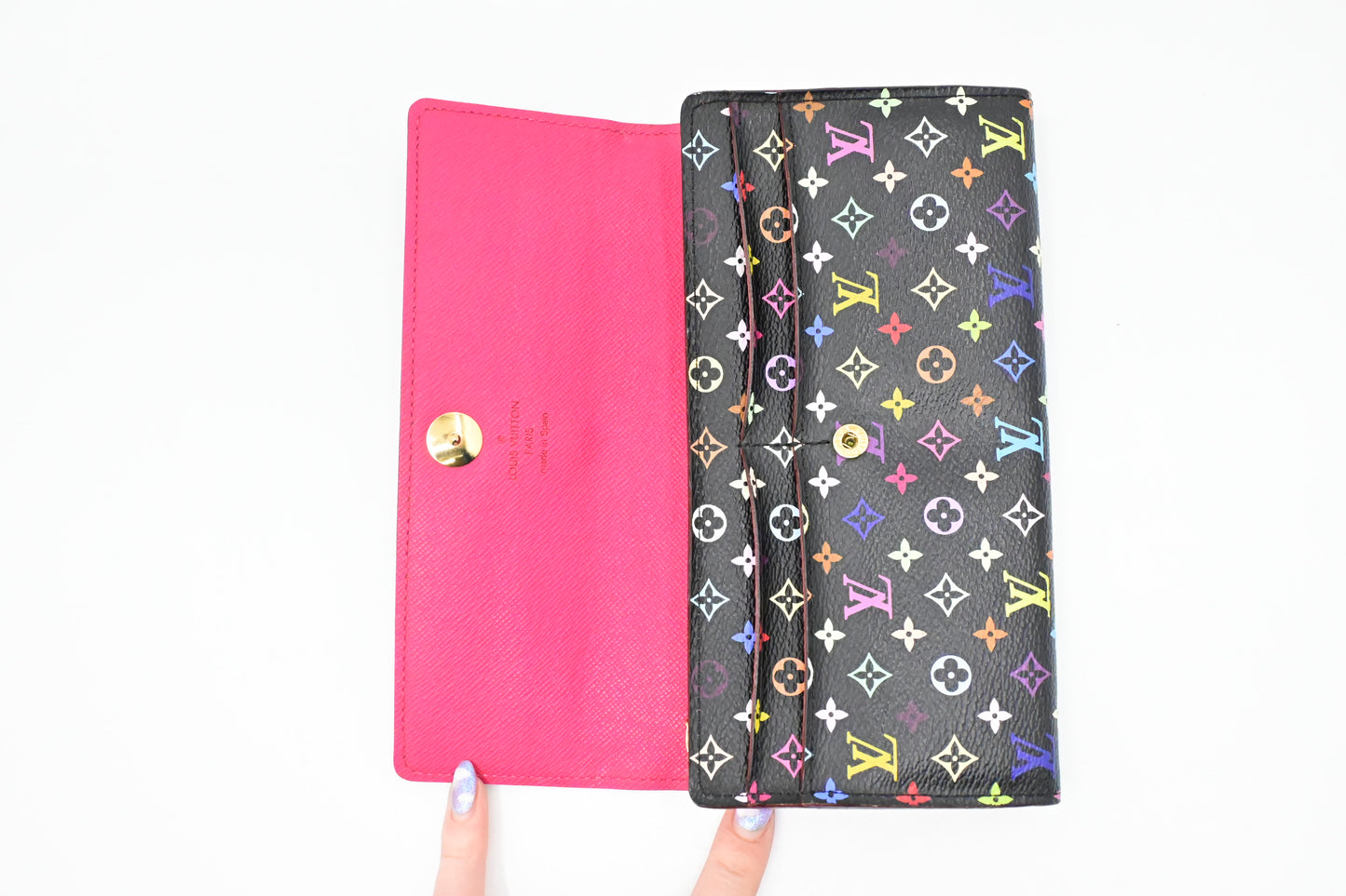 Louis Vuitton Sarah Wallet in Black Multicolor Monogram Canvas