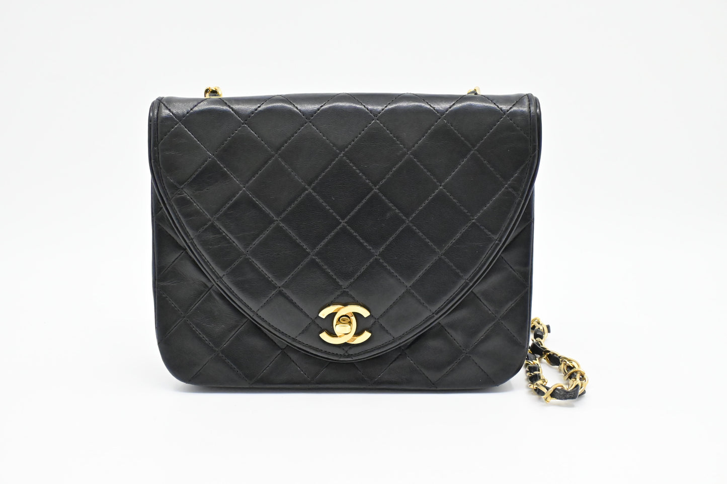 Chanel Round Flap in Black Matelassé Leather