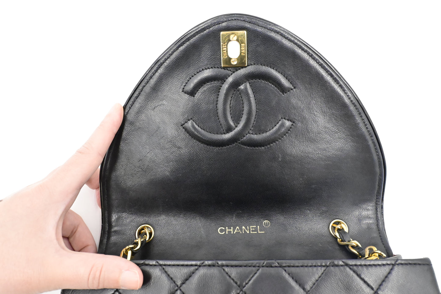 Chanel Round Flap in Black Matelassé Leather