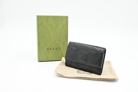 Gucci Key Case in Black Perforated Leather